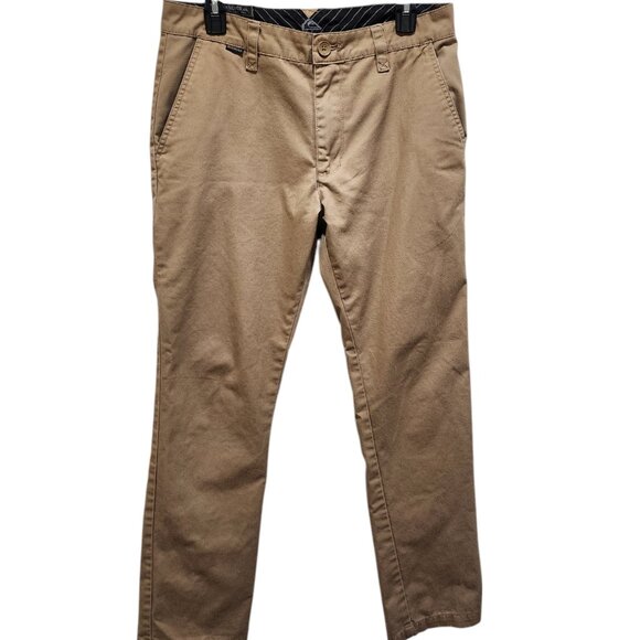 Quicksilver Chino Pants Men's 31 Brown Straight Fit Slim Leg Cotton - Picture 1 of 16
